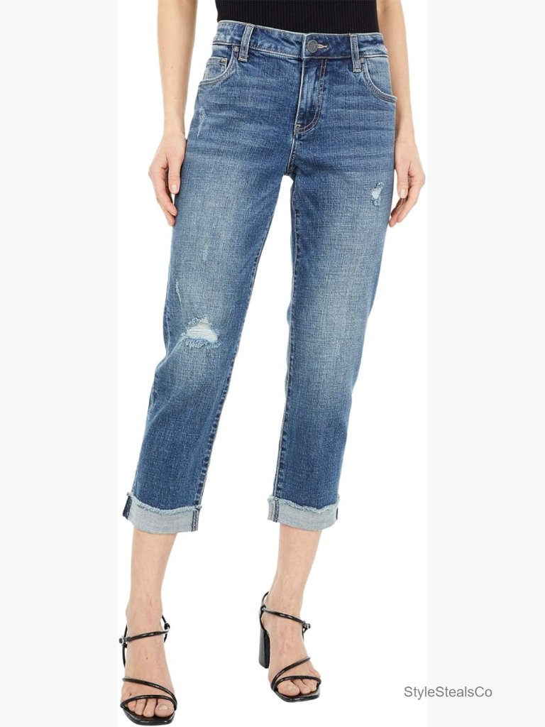 Cropped Straight Leg Jeans, Mid Rise, 26 Inseam, Cotton Blend
